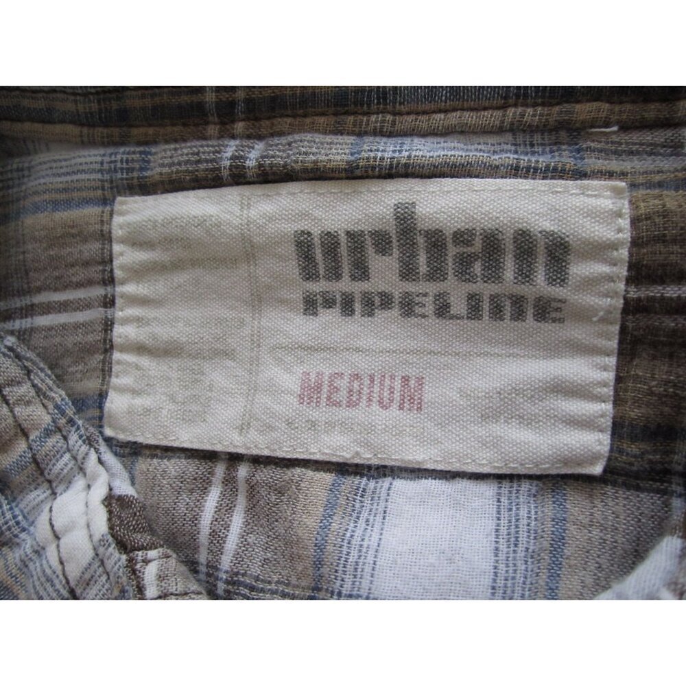 Men's Urban Pipeline Plaid Button Cotton Long Sleeve Shirt Sz M (MT620) Issue - Picture 2 of 8